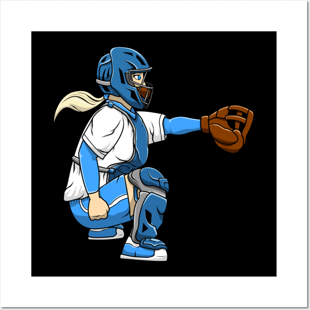 Softball Catcher Woman for Softball Girls Wall Art by jkshirts